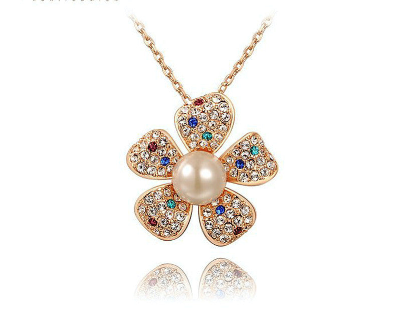 18K Rose Gold Plated Lauren Necklace with Simulated Diamond