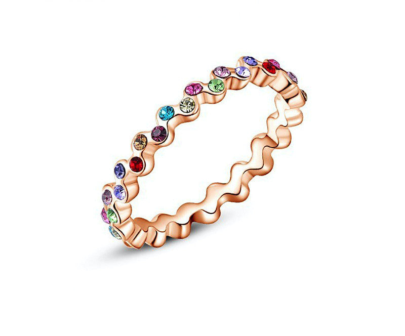 18K Rose Gold Plated Lillian Ring with Simulated Diamond