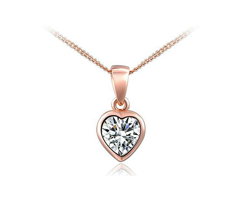 18K Rose Gold Plated Lily Necklace with Simulated Diamond