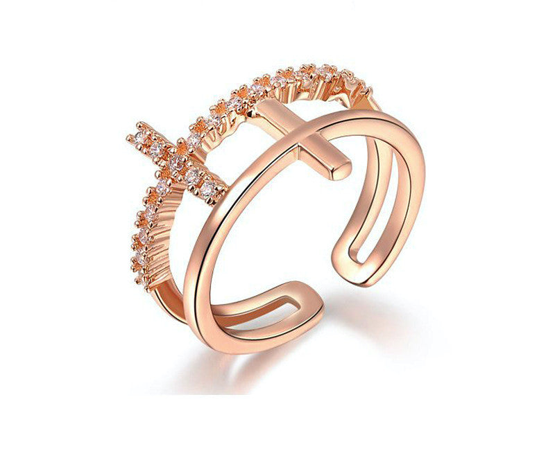 18K Rose Gold Plated Morgan Ring with Simulated Diamond