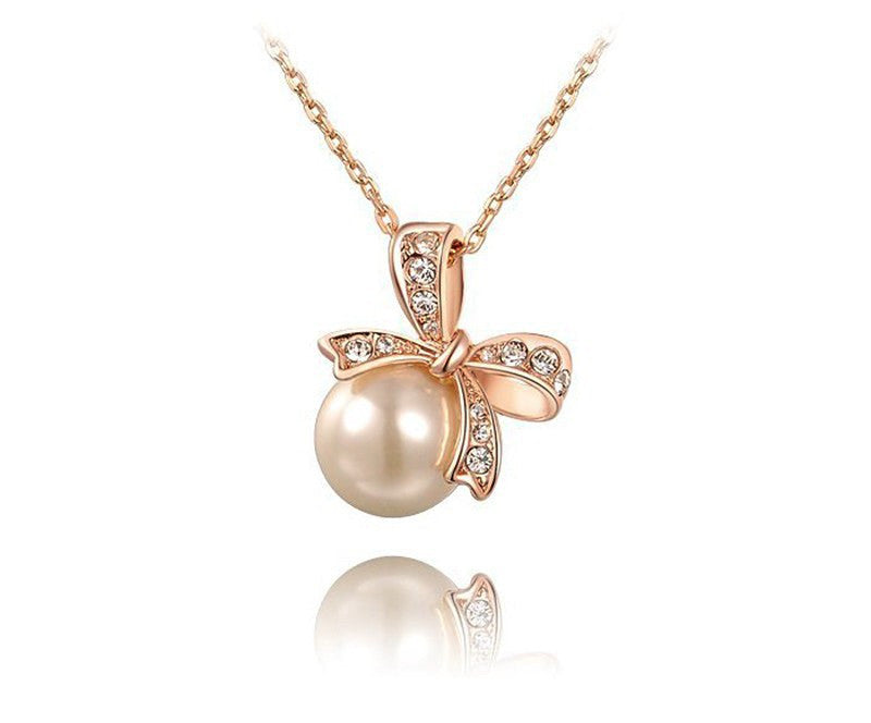 Bridal Pearl Necklace Set - Samantha Rose Gold / Necklace